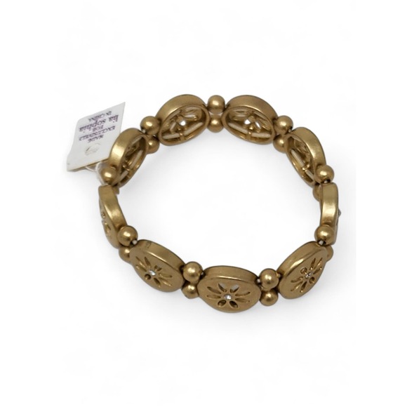 NWT Lia Sophia - Flower "Daisy Chain" Matte Gold Stretch Bracelet - Picture 6 of 10